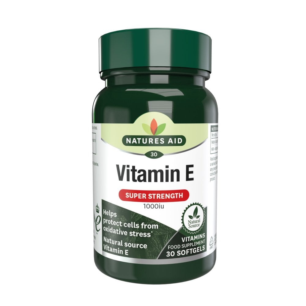 Natures Aid Vitamin E 1000IU 1000 IU, 30 Softgels | Natural-Source Vitamin E (d-alpha Tocopherol)