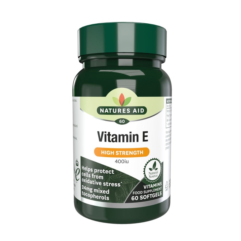 Natures Aid Vitamin E 400IU 400 IU, 60 Softgels | Natural-Source Vitamin E (d-alpha Tocopherol)