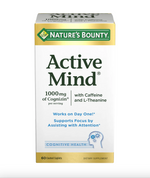 Nature's Bounty Active Mind 1000 mg Cognizin, 60 Tablets | Caffeine and L-Theanine with Cognizin