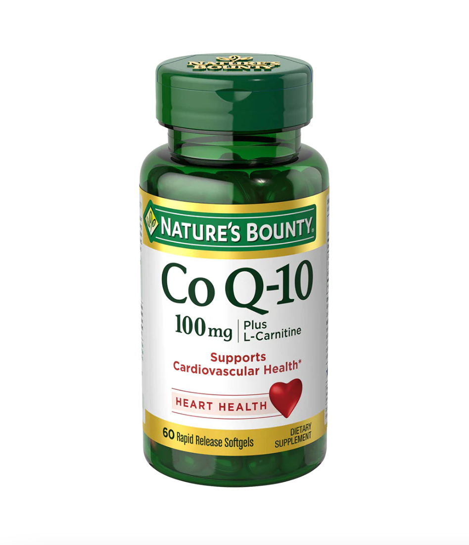 Nature's Bounty Co-Q10 plus L-Carnitine 100 mg + 20 mg, 60 Softgels | Co-Q10 100 mg with L-Carnitine 20 mg