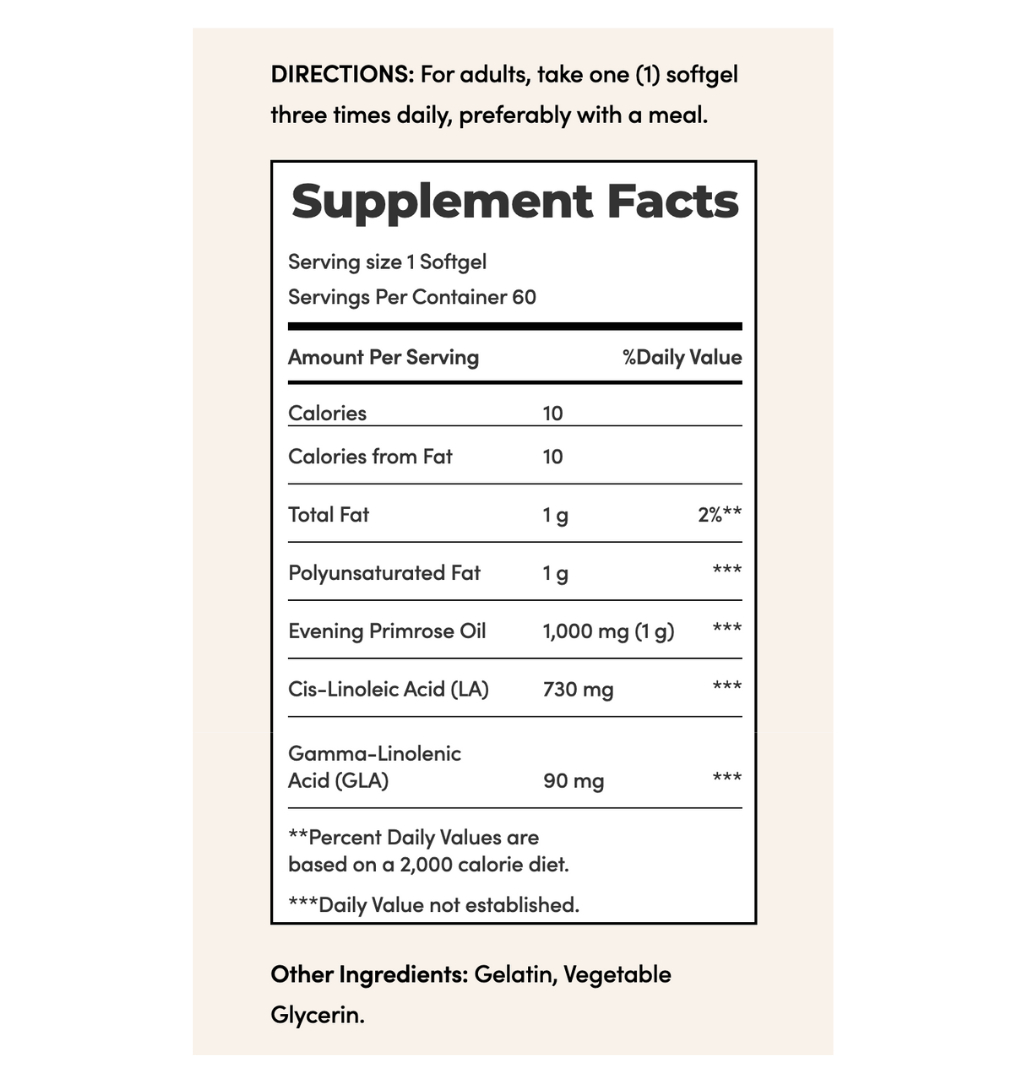 Nature's Bounty Evening Primrose Oil 1000 mg, 60 Softgels | Evening Primrose Oil Standardised to 90 mg GLA – product photo