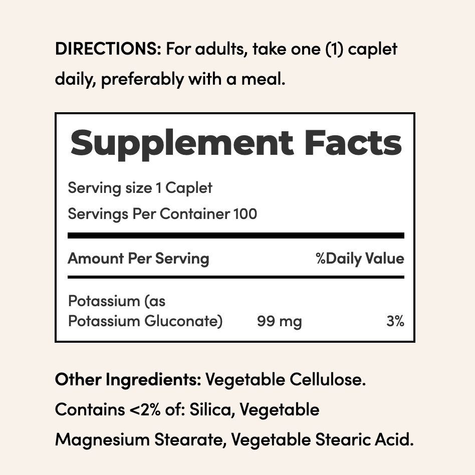 Nature's Bounty Potassium Gluconate 99 mg, 100 Tablets | Potassium Gluconate 99 mg – product photo