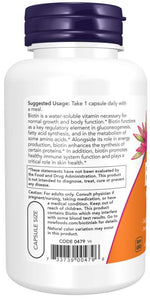 NOW Biotin 10 mg (10,000 mcg) Extra Strength, 120 Vegetable Capsules | Extra Strength Biotin 10 mg – product photo
