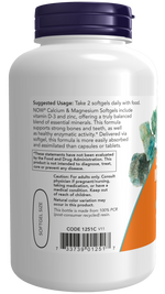 NOW Calcium, Magnesium & Vitamin D, 120 Softgels | Calcium, Magnesium, D-3 & Zinc Softgels – product photo