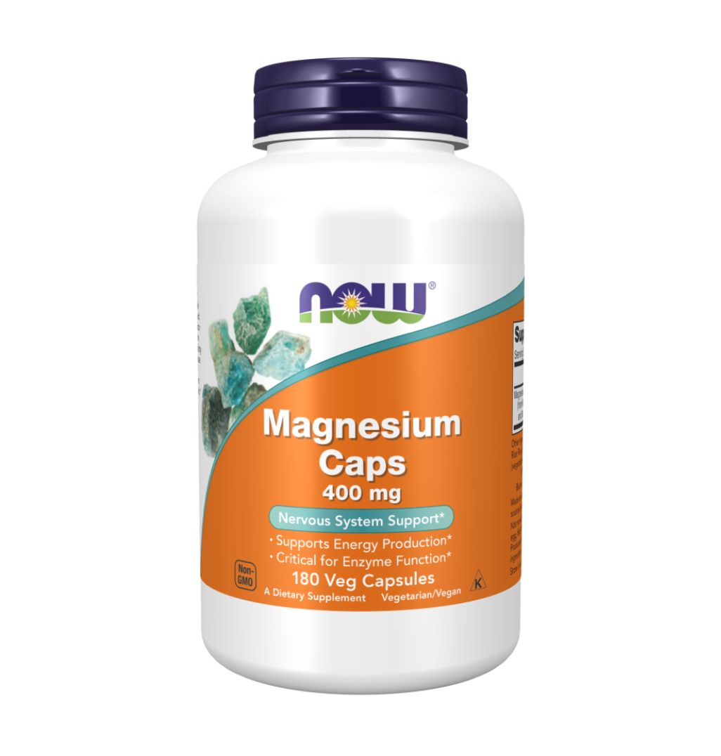 NOW Magnesium 400 mg, 180 Vegetable Capsules | High Strength Magnesium 400 mg