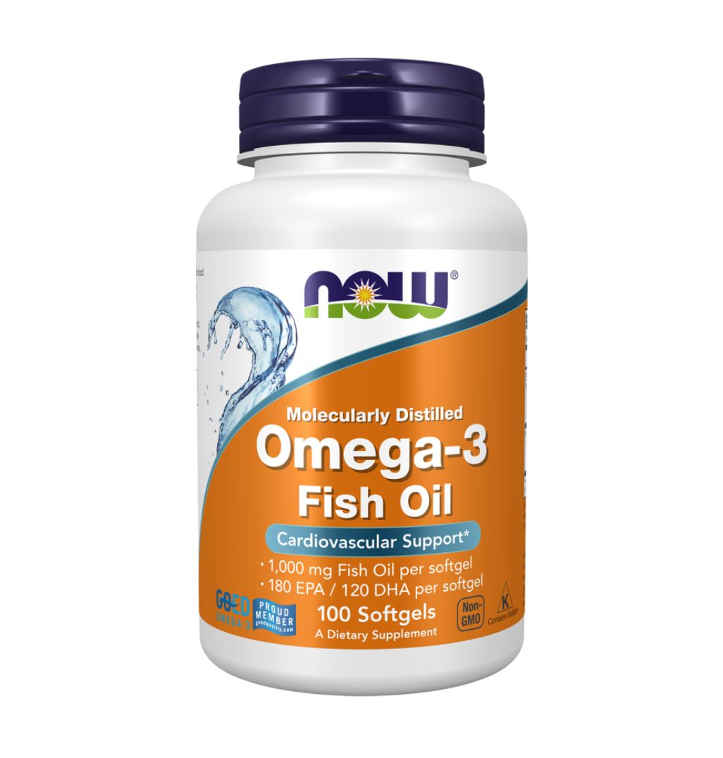 NOW Omega-3 Fish Oil 1000 mg, 100 Softgels | Molecularly Distilled Omega-3 Fish Oil