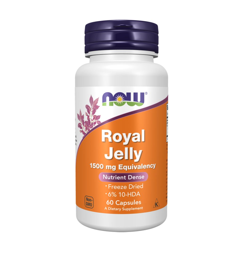 NOW Royal Jelly 1500 mg equivalent, 60 Capsules | Freeze-Dried Royal Jelly 1500 mg Equivalent