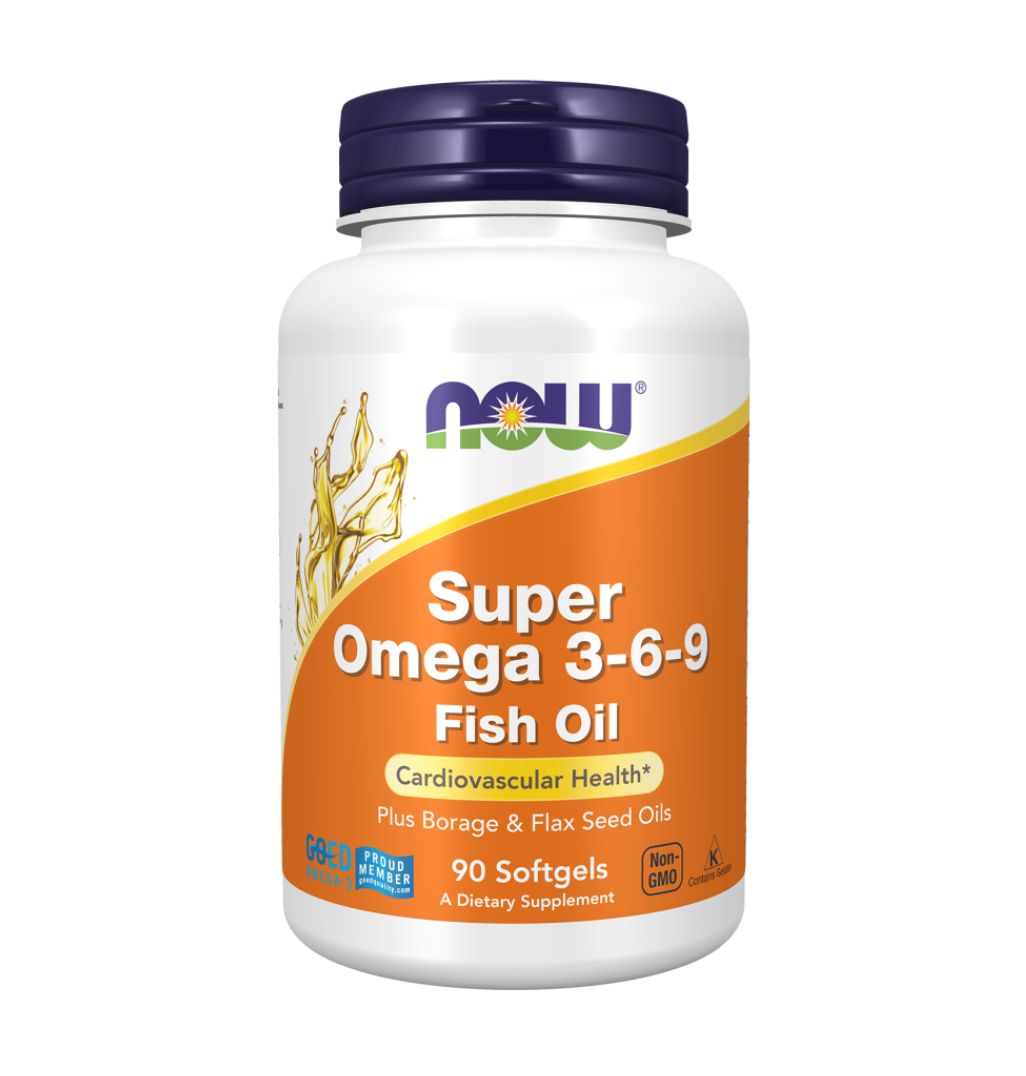 NOW Super Omega 3-6-9, 90 Softgels | Omega Fatty Acids from Fish, Borage & Flax