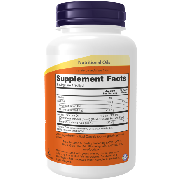 NOW Super Primrose 1300 mg, 60 Softgels | Evening Primrose Oil with Natural GLA – product photo
