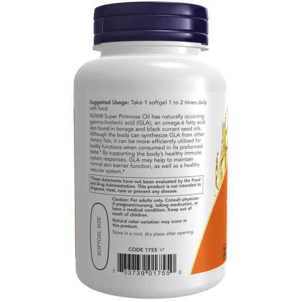 NOW Super Primrose 1300 mg, 60 Softgels | Evening Primrose Oil with Natural GLA – product photo