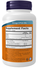 NOW Tri-3D Omega Fish Oil, 90 Softgels | Triglyceride-Form Omega-3 with Vitamin D-3 – product photo