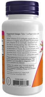 NOW Vitamin D-3 1000 IU, 180 Softgels | High Potency Vitamin D-3 1000 IU – product photo