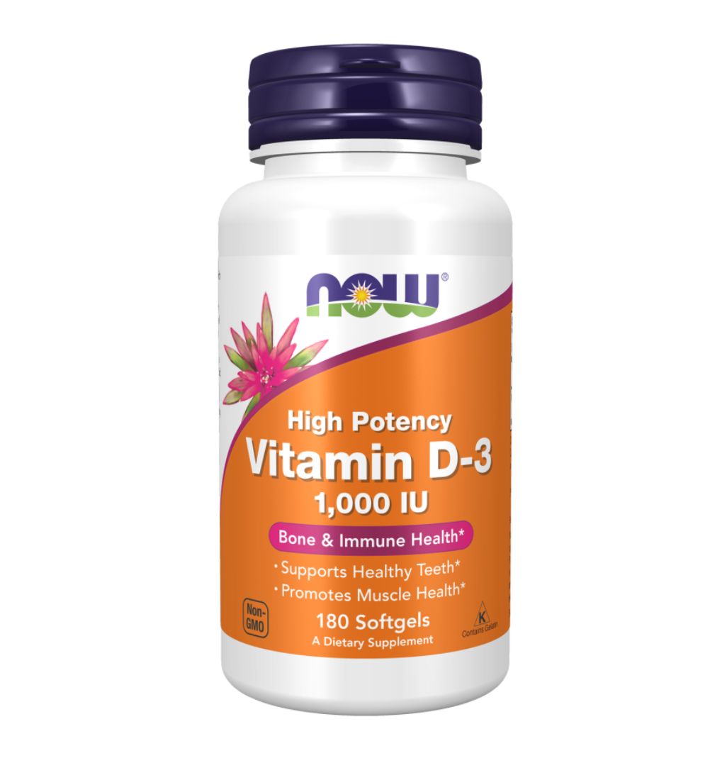 NOW Vitamin D-3 1000 IU, 180 Softgels | High Potency Vitamin D-3 1000 IU