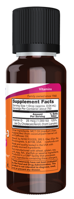 NOW Vitamin D-3 Liquid 1000 IU Extra Strength | Extra Strength Liquid Vitamin D-3 Drops – product photo