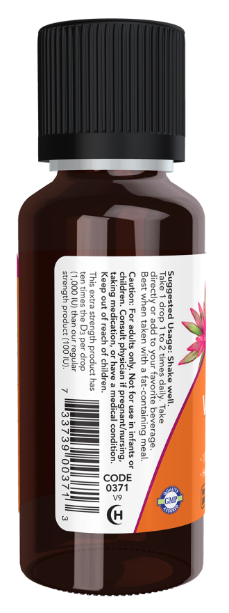 NOW Vitamin D-3 Liquid 1000 IU Extra Strength | Extra Strength Liquid Vitamin D-3 Drops – product photo
