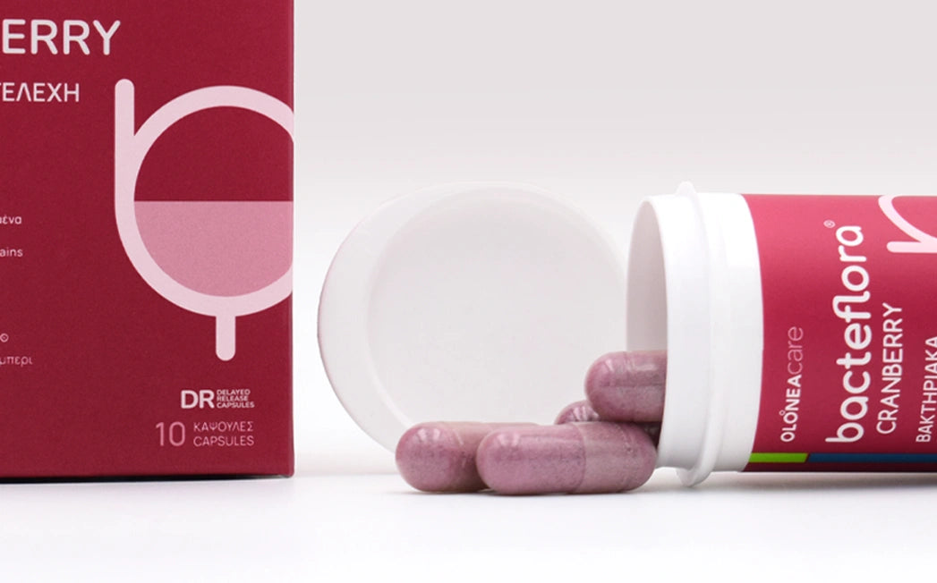 OLONEA bacteflora® Cranberry Probiotic | Women's Synbiotic with Cranberry, 10 Vegan Capsules – product photo