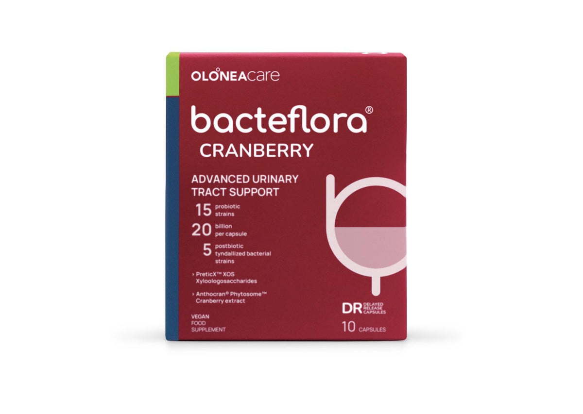 OLONEA bacteflora® Cranberry Probiotic | Women's Synbiotic with Cranberry, 10 Vegan Capsules