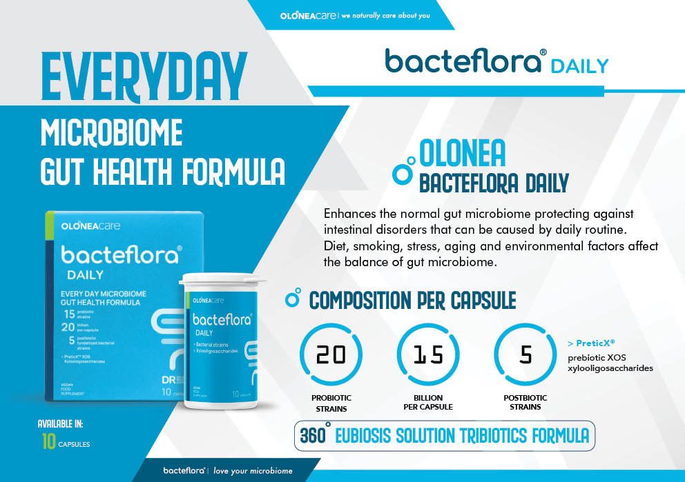 OLONEA bacteflora® Daily Probiotic | 15 Strains, 20 Billion CFU, 10 Vegan Capsules – product photo
