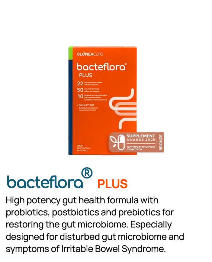 OLONEA bacteflora® Plus Probiotic | High Strength, 22 Strains, 50 Billion CFU, 30 Vegan Capsules – product photo