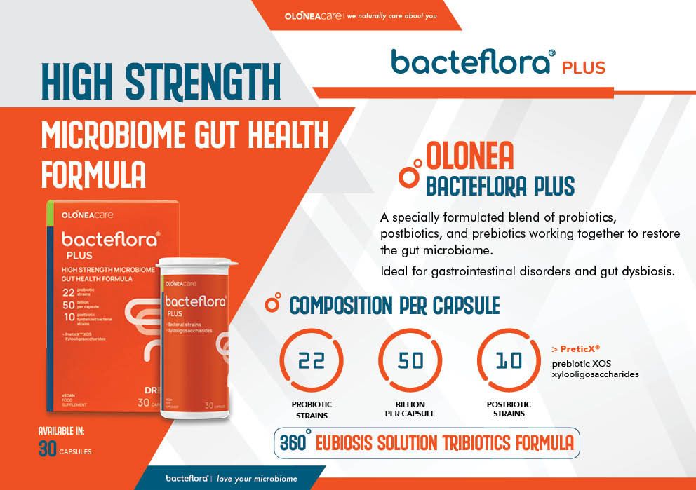 OLONEA bacteflora® Plus Probiotic | High Strength, 22 Strains, 50 Billion CFU, 30 Vegan Capsules – product photo