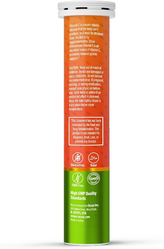 ORZAX Vitamin C Effervescent Orange 1000 mg, 20 Effervescent Tablets – product photo