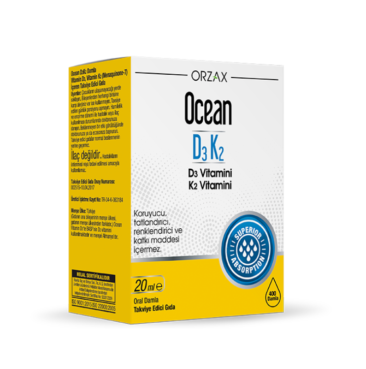 ORZAX Vitamin D3 with K2 Drops 1000 IU, 20ml
