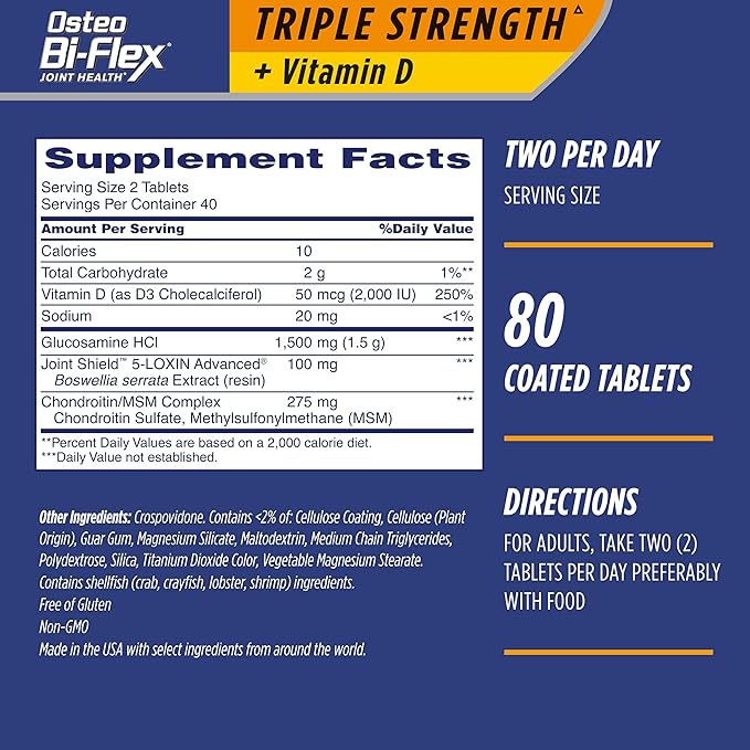 Osteo Bi-Flex Triple Strength with Vitamin D, 80 Coated Tablets – product photo