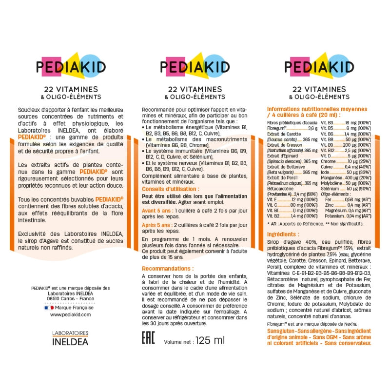 Pediakid 22 Vitamins & Trace Elements Syrup, 125ml – product photo