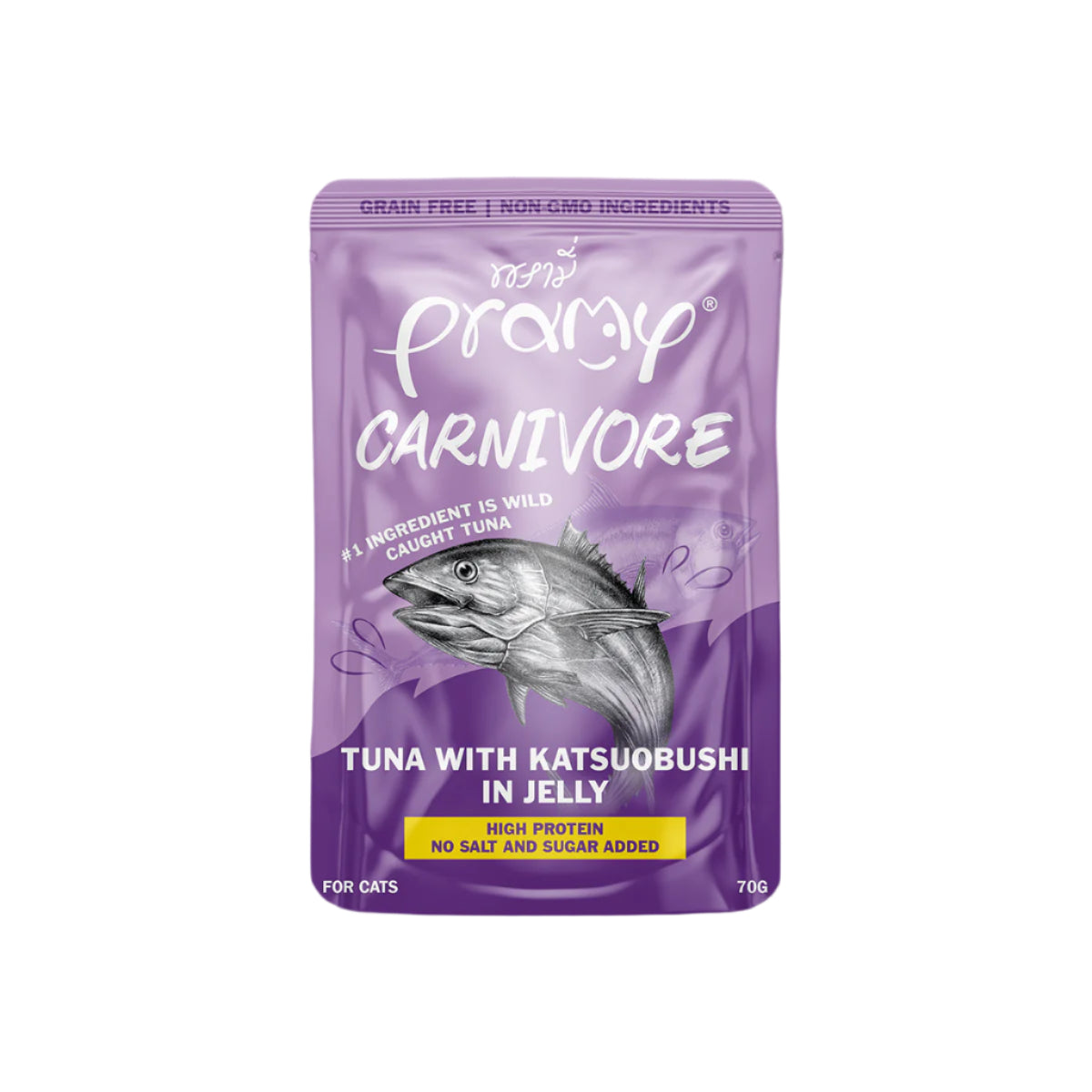 Pramy Carnivore Tuna with Katsuobushi in Jelly Wet Cat Food 70g 6-Pack | Tuna with Katsuobushi in Jelly Recipe
