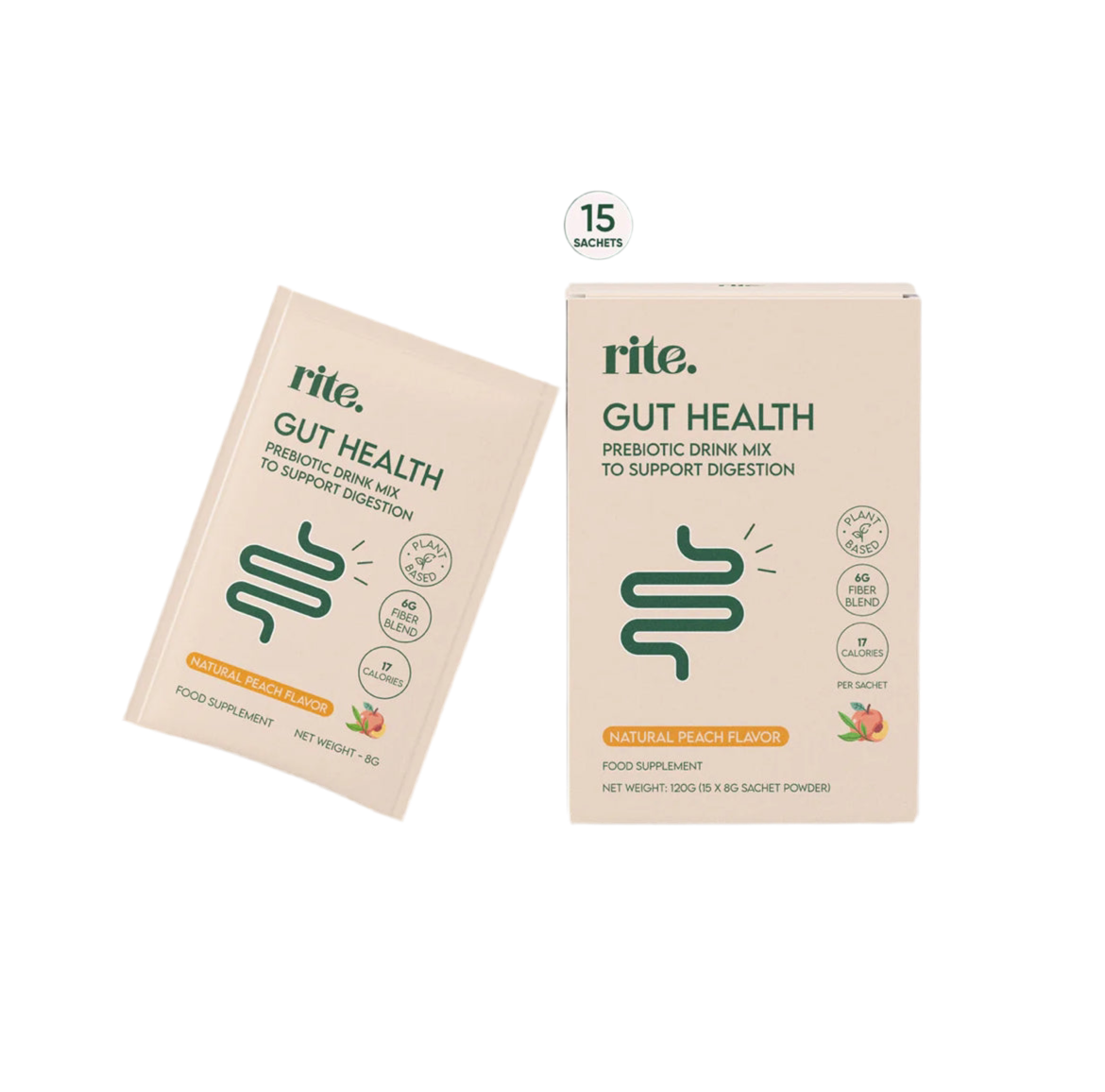 RITE Gut Health Prebiotic Drink Mix, 15 Sachets