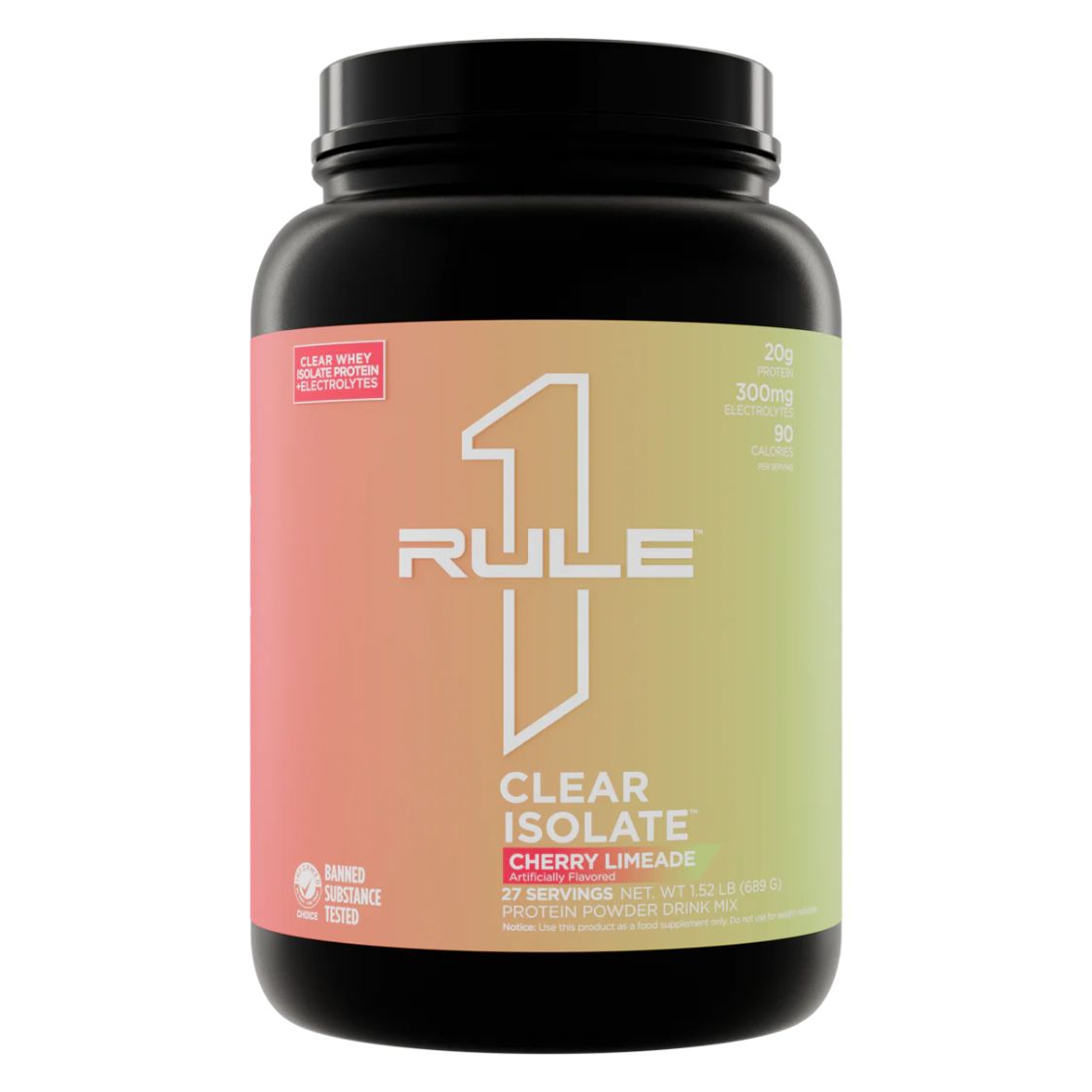 Rule1 Clear Isolate, 27 Servings | Clear Whey Isolate with Electrolytes