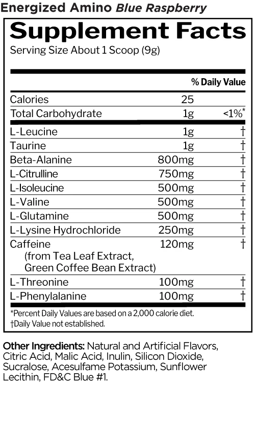 Rule1 Energized Amino, 30 Servings | Amino Acids with Natural Caffeine – product photo