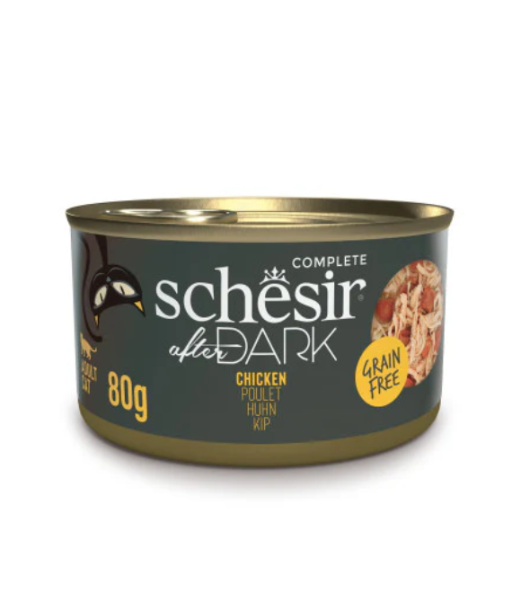 Schesir After Dark Chicken in Broth Wet Cat Food 80g | Chicken Fillets and Organs in Broth