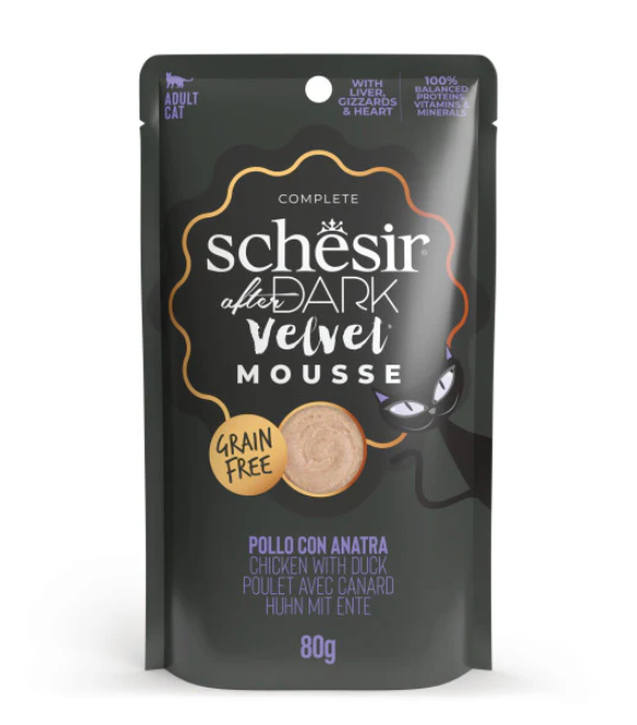 Schesir Velvet Mousse Chicken with Duck Wet Cat Food 80g | Chicken and Duck Velvet Mousse