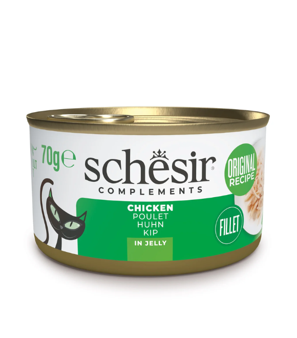 Schesir Chicken Fillets in Jelly Wet Cat Food 70g | Natural Chicken Fillets in Jelly