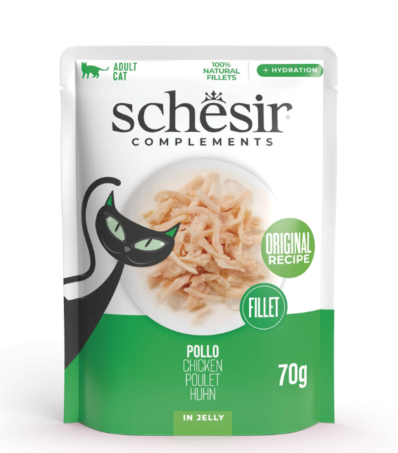 Schesir Chicken Fillets in Jelly Wet Cat Food 70g | Natural Chicken Fillets in Jelly