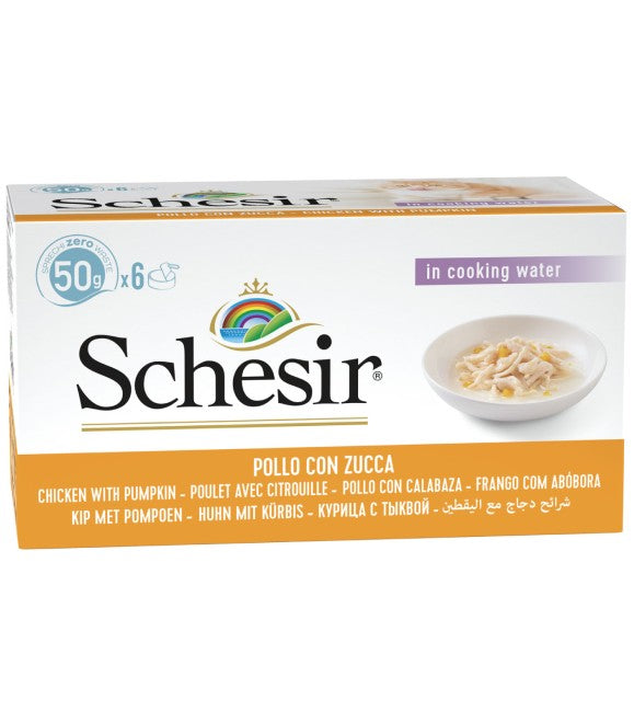 Schesir Chicken Fillets with Pumpkin Wet Cat Food 50g 6-Pack | Chicken Fillets in Cooking Water