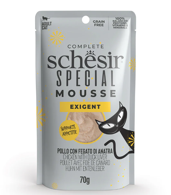 Schesir Exigent Chicken with Duck Liver Mousse Wet Cat Food 70g | Chicken and Duck Liver Mousse