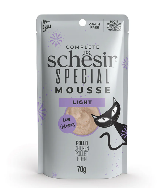 Schesir Special Light Chicken Mousse Wet Cat Food 70g | Lighter Chicken Mousse for Adult Cats