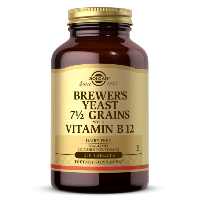 Solgar Brewer's Yeast 7½ Grains with Vitamin B12, 250 Tablets | Brewer's Yeast Tablets with Vitamin B12