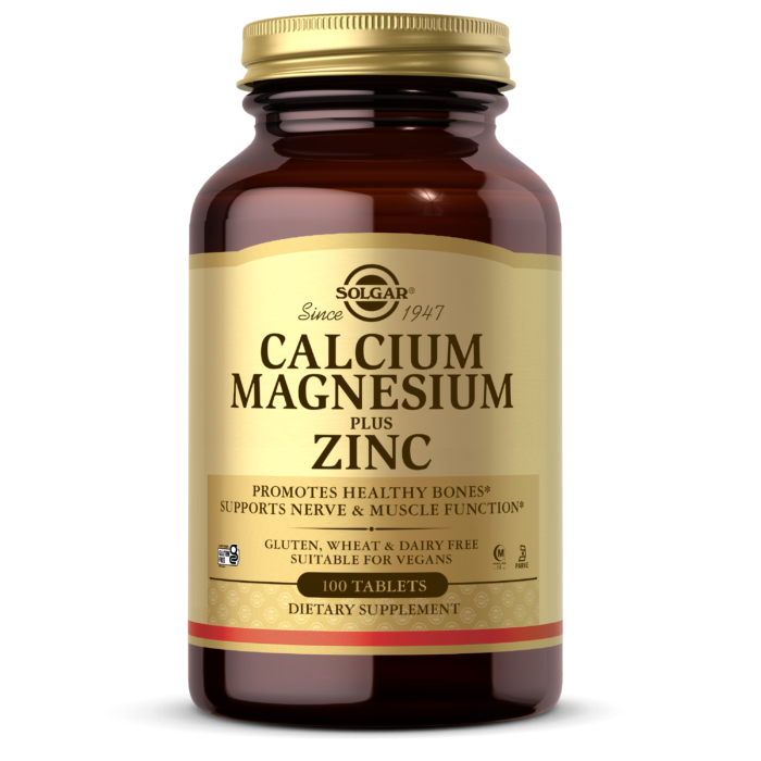 Solgar Calcium Magnesium Plus Zinc, 100 Tablets | Calcium, Magnesium & Zinc for Bones