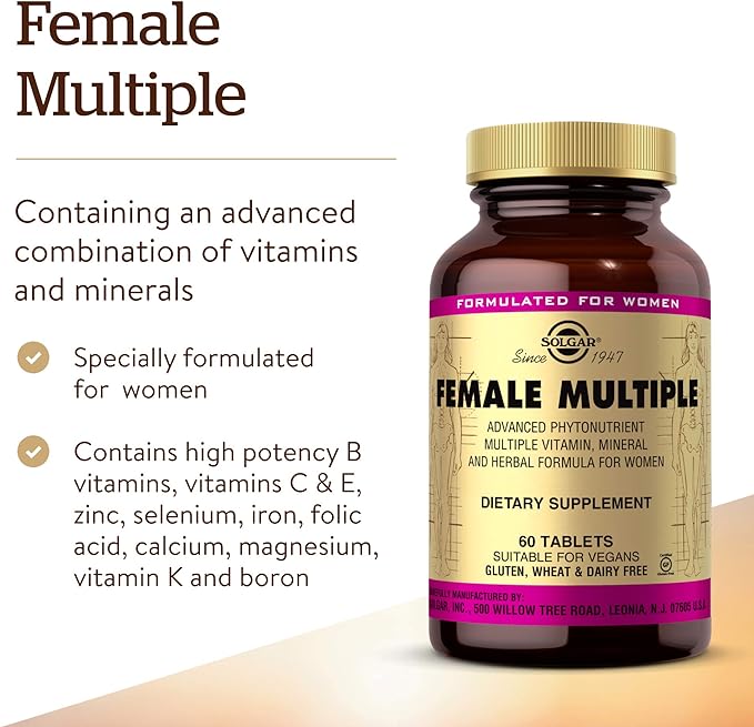 Solgar Female Multiple, 60 Tablets | Multivitamin, Mineral & Herbal Formula for Women – product photo