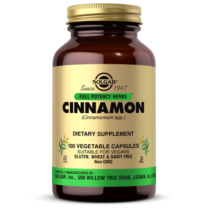 Solgar Full Potency Cinnamon, 100 Vegetable Capsules | Full Potency Cinnamon Herbal Extract