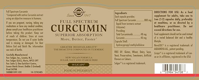Solgar Full Spectrum Curcumin, 30 Capsules | Liquid Turmeric Extract in LiCaps – product photo