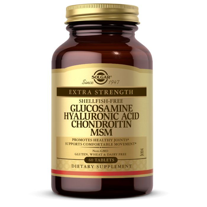 Solgar Glucosamine Hyaluronic Acid Chondroitin MSM (Shellfish-Free), 60 Tablets | Shellfish-Free Glucosamine, Chondroitin & MSM