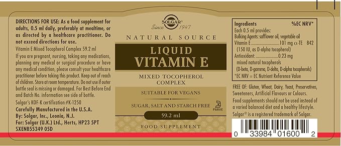 Solgar Liquid Vitamin E | Naturally Sourced Vitamin E Drops – product photo