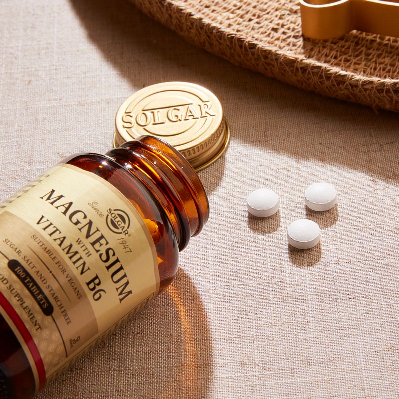 Solgar Magnesium with Vitamin B6, 100 Tablets | Magnesium Combined with Vitamin B6 – product photo
