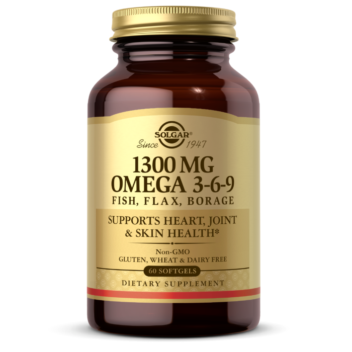 Solgar Omega 3-6-9 1300 mg, 60 Softgels | Omega Fatty Acids from Fish, Flax & Borage