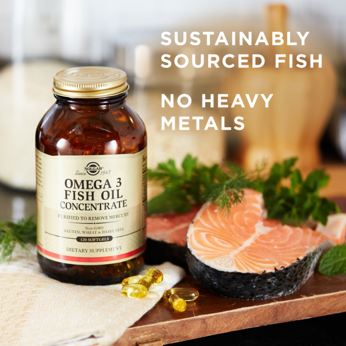 Solgar Omega-3 Fish Oil Concentrate, 120 Softgels | Concentrated Omega-3 from Anchovy & Sardine – product photo