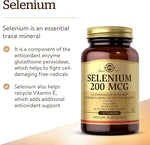 Solgar Selenium 200 mcg, 100 Tablets | Yeast-Bound Selenium for Cell Protection – product photo